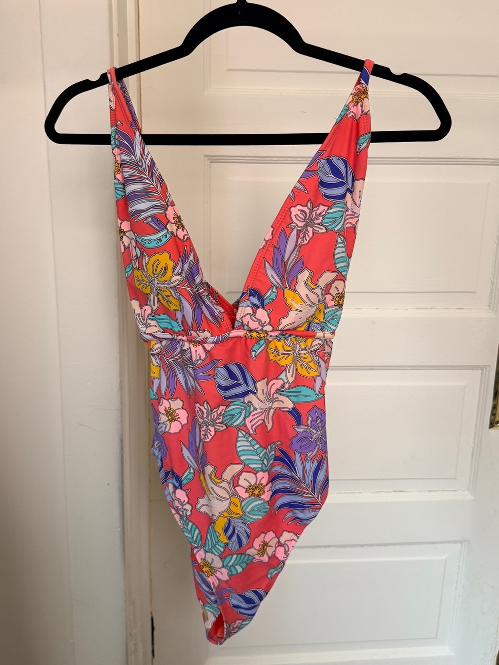 Floral One-Piece Swimsuit - Pink Tropical Print